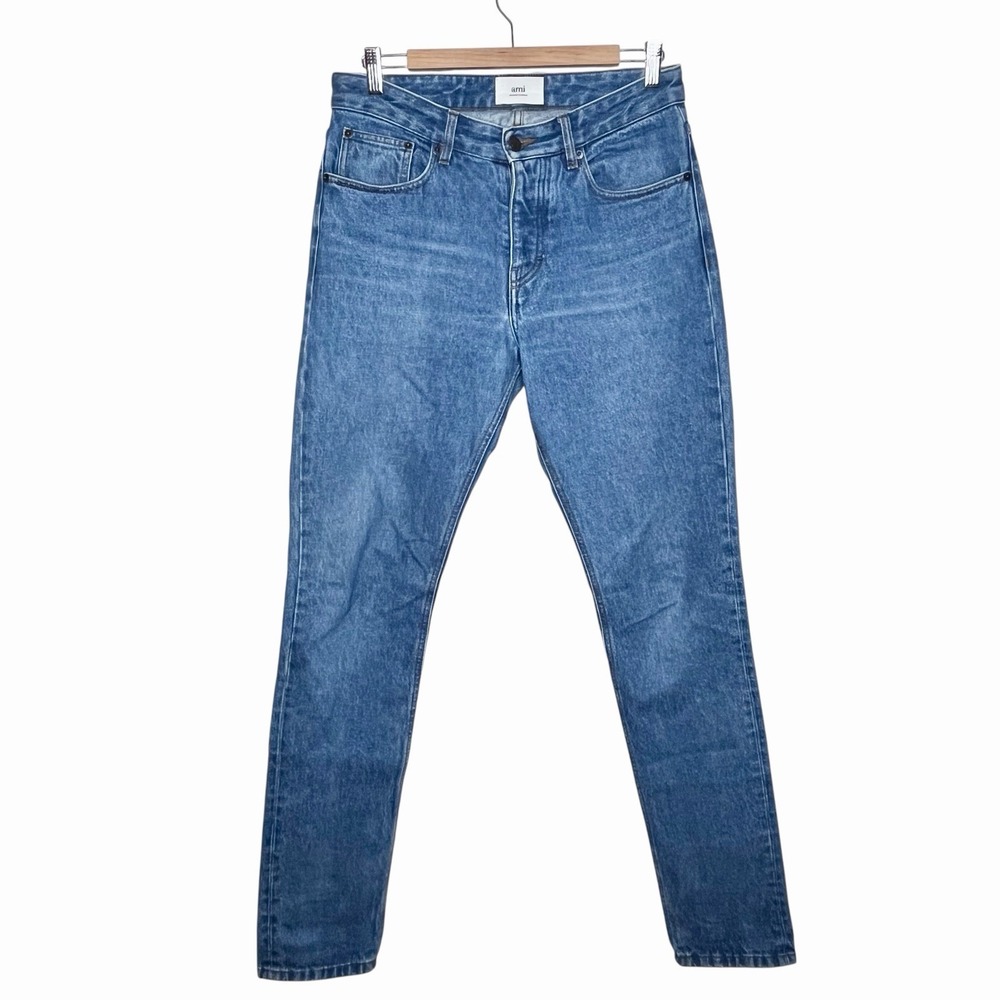 AMI Alexandre Mattiusi Skim Tapered Jeans Mens Size 31 Button Fly Medium Wash